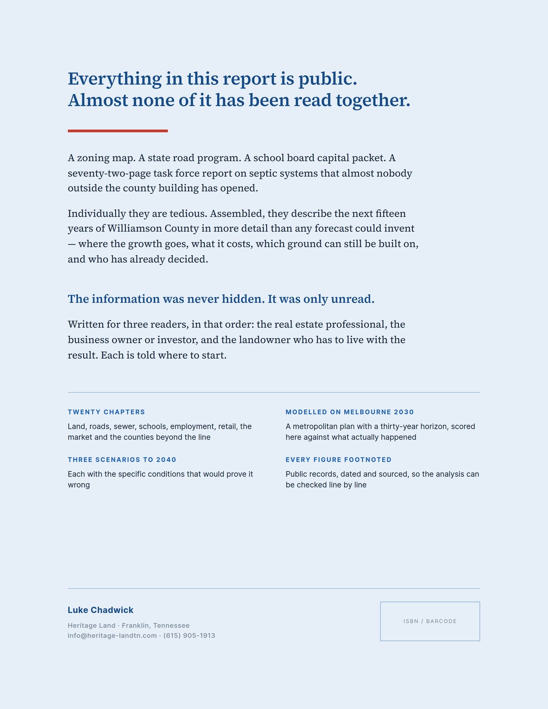 The back cover of The Williamson County 2040 Report